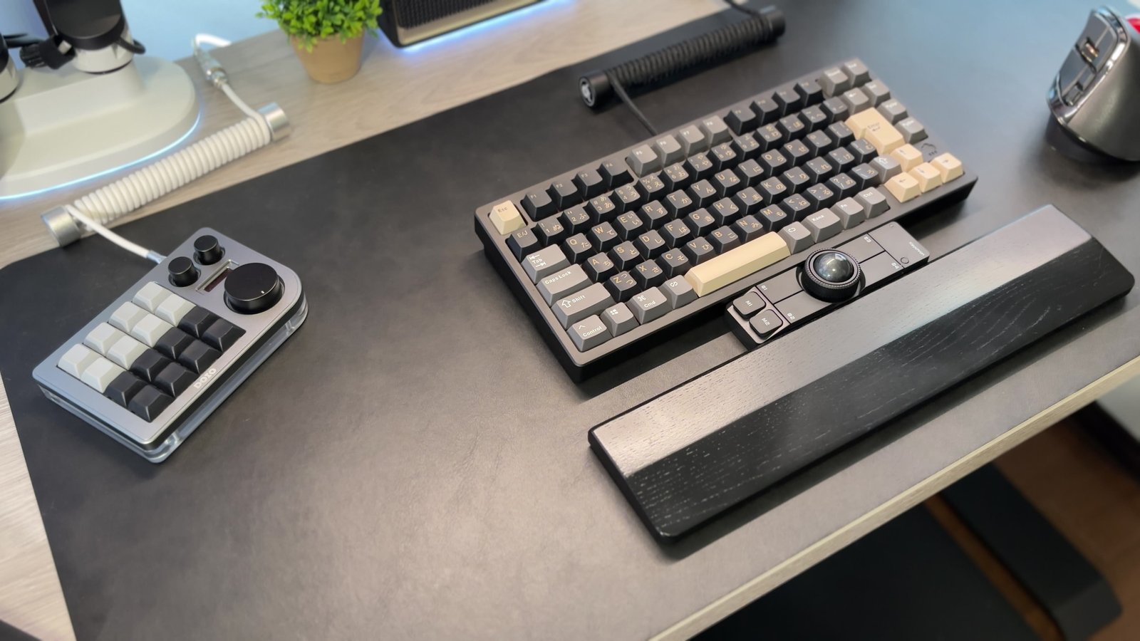 最終的に落ち着いた定位置。キーボードの手前に置いたNape Pro